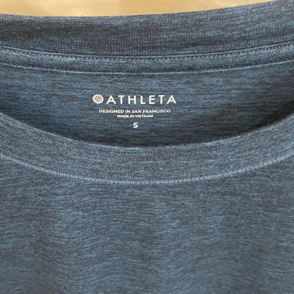 Athleta Heathered Blue Crew Neck Long Sleeve Top - Picture 3 of 6